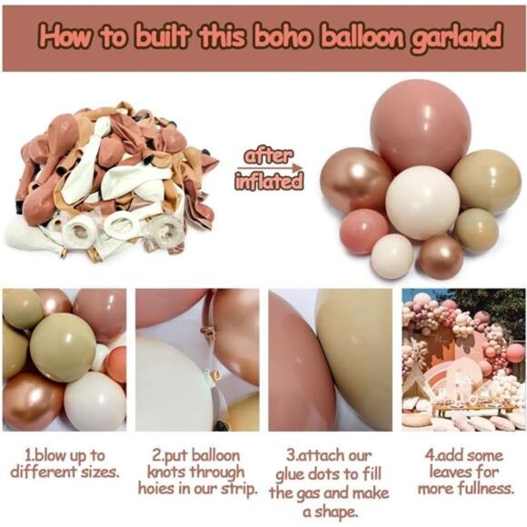 Dusty Rose Pink Balloon Arch Double Stuffed Pink Blush Nude Gold Balloon Garland - Picture 4 of 8